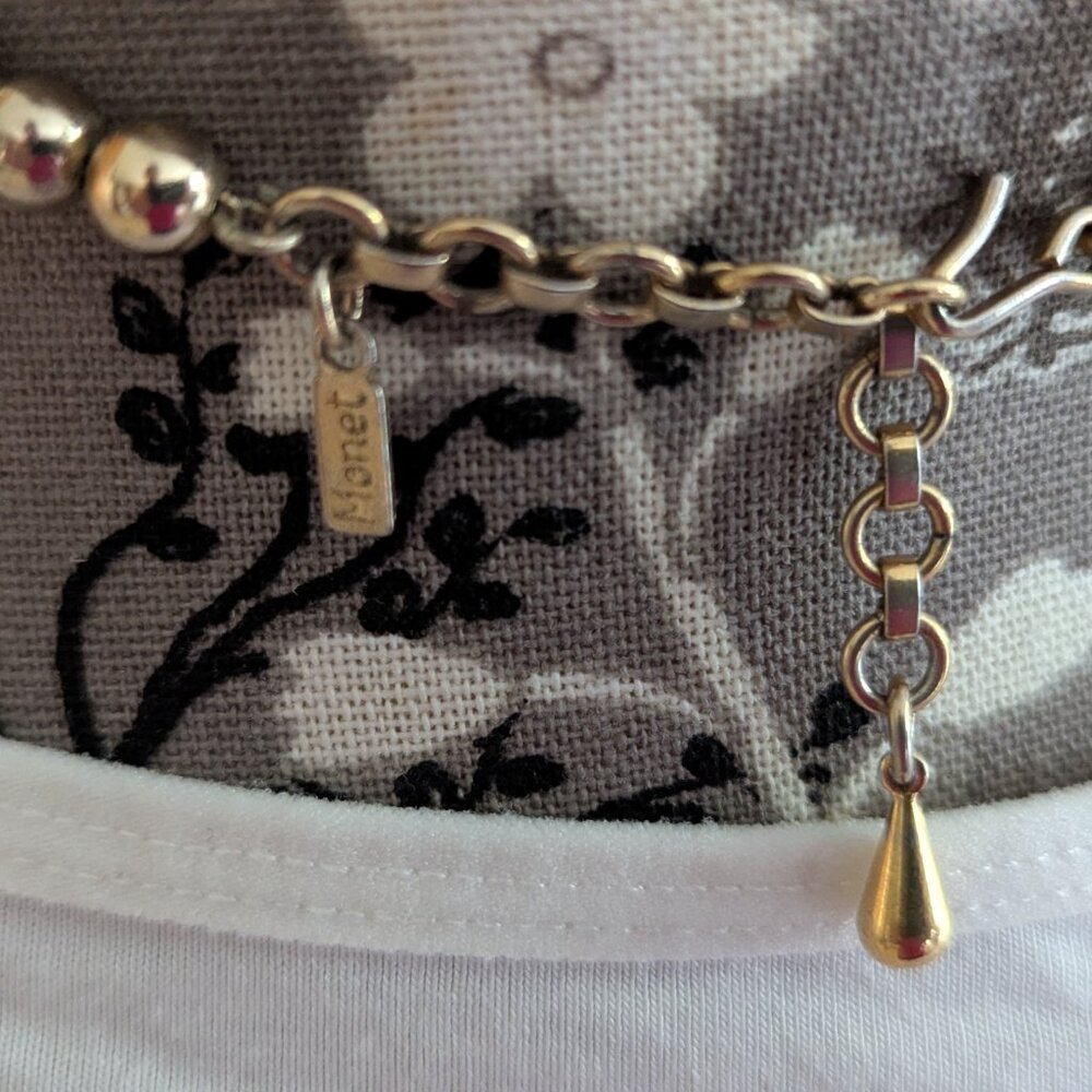Vintage Statement/Runway Monet Gold Tone Beads Chocker Necklace - Picture 2 of 3